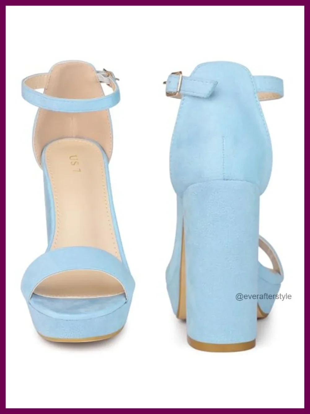 Faux Suede Chunky Heel Platform Sandals Open Toe Ankle Strap